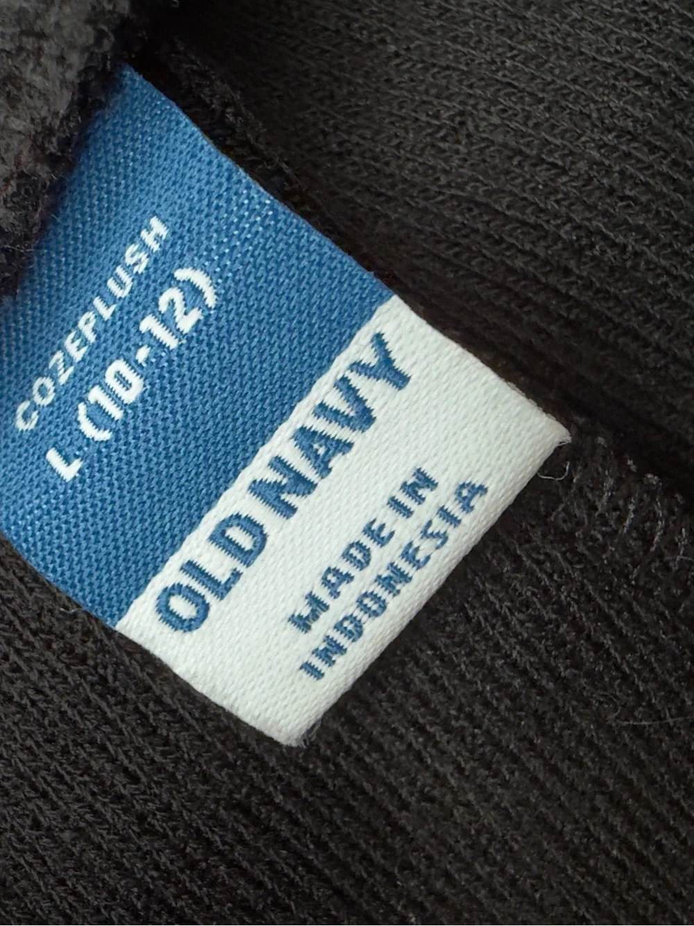 Old Navy Black Cozyplush Hoodie with Blue Neck Tag